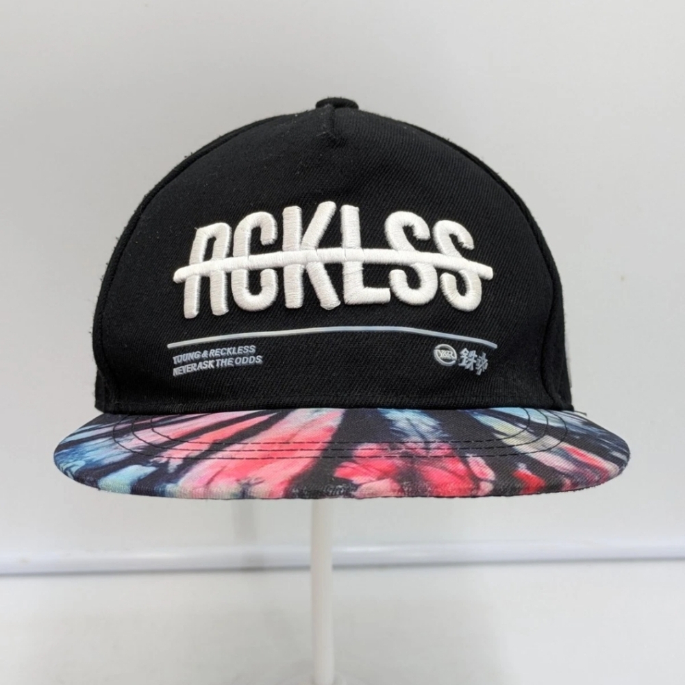 Young & Reckless RCKLSS Snapback Hat Black Tie Dye Brim Adjustable Cap